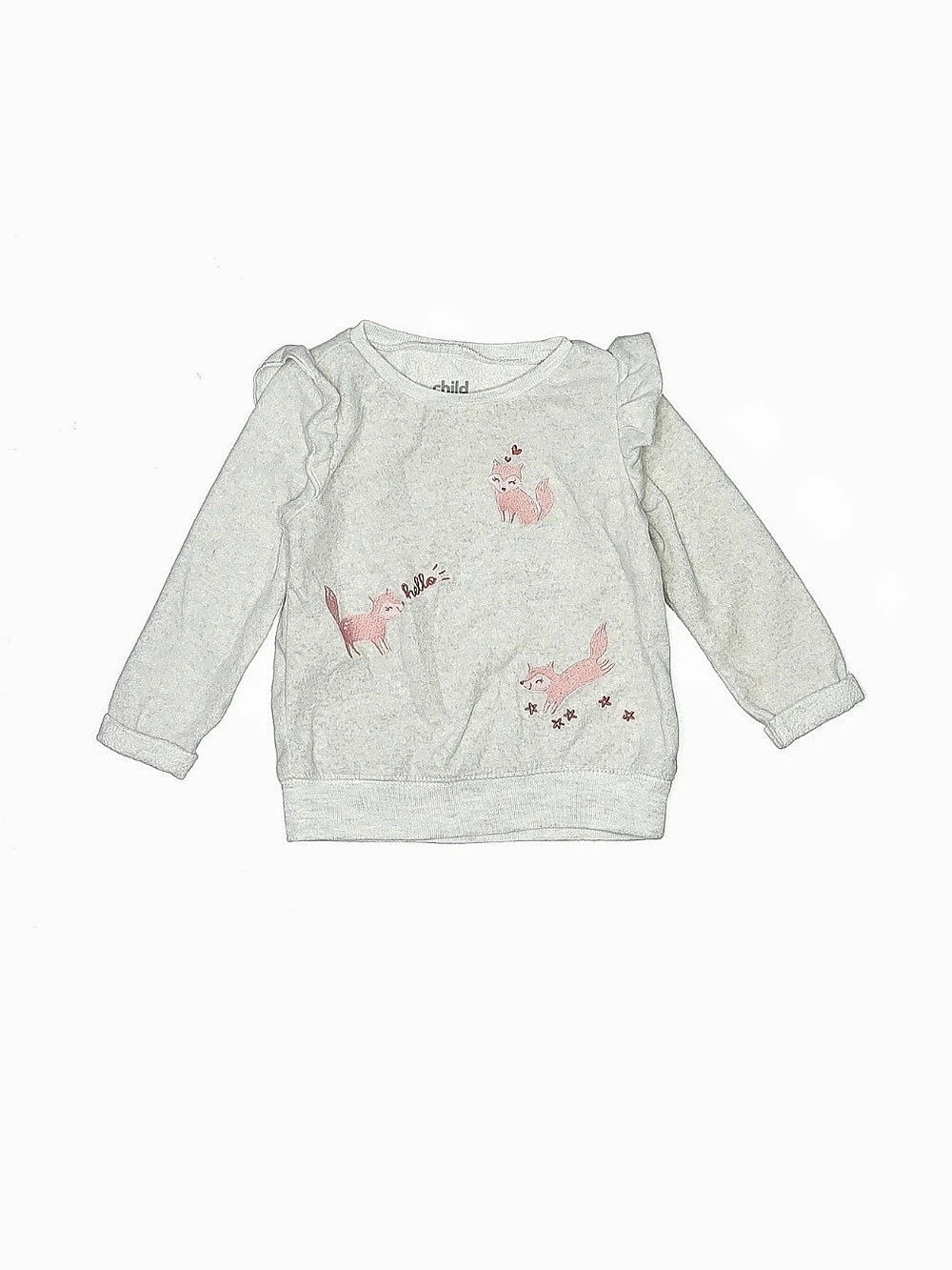 Child of Mine Baby Girls Ruffle Sweatshirt Gray & Pink 6-9M
